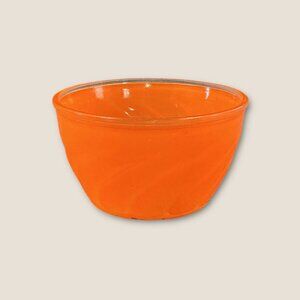 Vintage Anderson Erickson Dairy Orange Swirl Glass Bowl With Clear Bottom